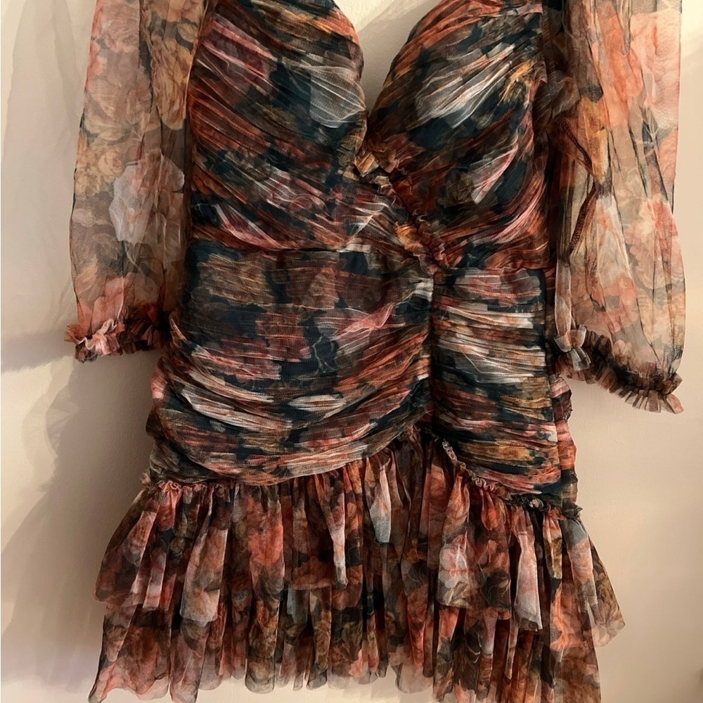 Rosevelvet watercolor ruched dress beautiful like new - Picture 2 of 6